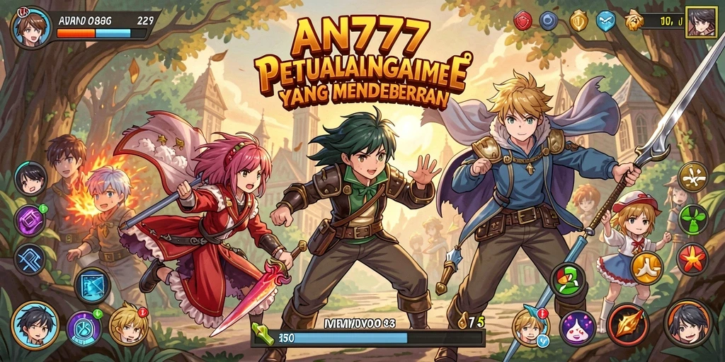 Screenshot gameplay AN777 menunjukkan petualangan seru di dunia Anime.