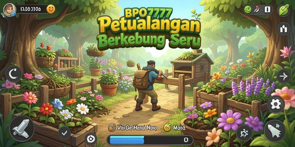Tampilan gameplay BPO777 saat berkebun dengan tanaman subur.