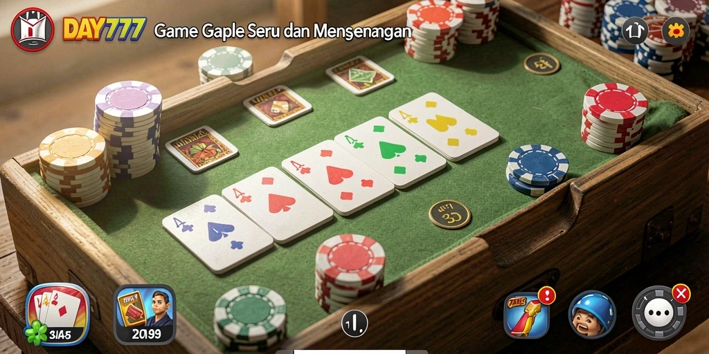 Tampilan gameplay DAY777 yang seru dalam permainan Gaple.