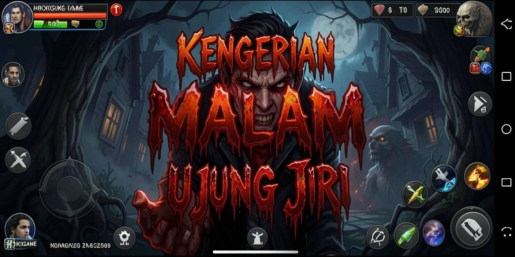 Screenshot HOKIGAME menampilkan aksi seram saat mengeksplorasi tempat angker.