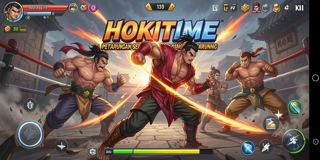 Tampilan gameplay HOKITIME yang penuh aksi dan seru.