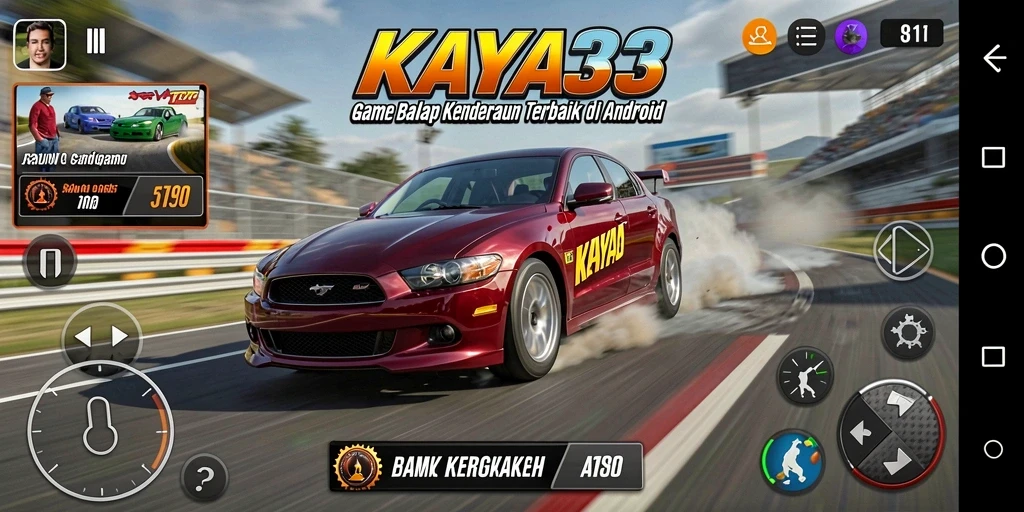Screenshot menunjukkan aksi balap yang seru di lintasan KAYA33.
