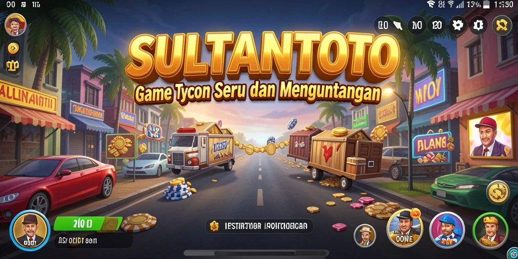 Screenshot gameplay SULTANTOTO menunjukkan manajemen bisnis yang mendebarkan.