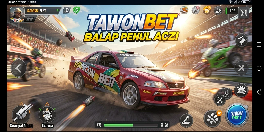 Tampilan aksi balap intens dalam TAWONBET